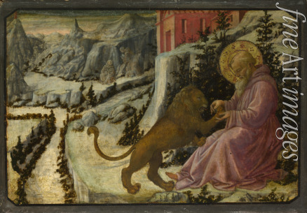 Lippi Fra Filippo - Saint Jerome and the Lion (Predella Panel of the Pistoia Santa Trinità Altarpiece)