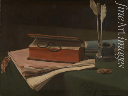 Bonvin François - Still Life with Book, Papers and Inkwell