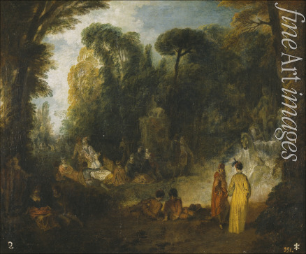 Watteau Jean Antoine - Courtly Gathering In A Park