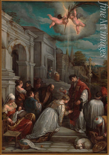 Bassano Jacopo il vecchio - Saint Valentine baptizing Saint Lucilla