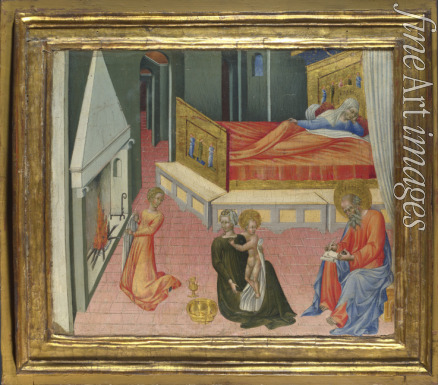Giovanni di Paolo - Die Geburt Johannes des Täufers (Predella des Altarbildes)