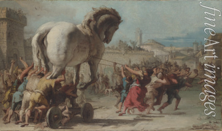 Tiepolo Giandomenico - Die Prozession des Trojanischen Pferdes nach Troja