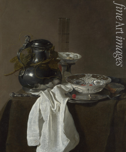 Treck Jan Jansz. - Still Life with a Pewter Flagon and Two Ming Bowls