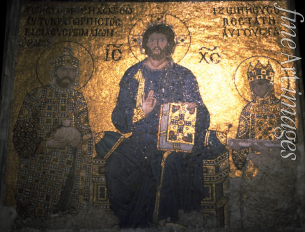 Byzantinischer Meister - Christus Pantokrator zwischen Kaiser Konstantin IX. Monomachos und Kaiserin Zoe von Byzanz