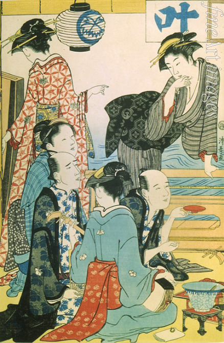 Kiyonaga Torii - Schöne Frauen im Vergnügungsviertel (Diptychon, linkes Teil)