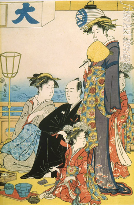 Kiyonaga Torii - Women of the Gay Quarters (Diptych, right part)