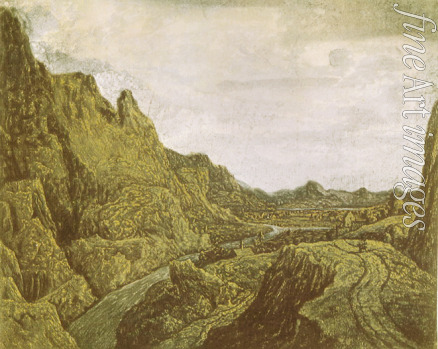Seghers Hercules Pietersz - Rocky valley with a road