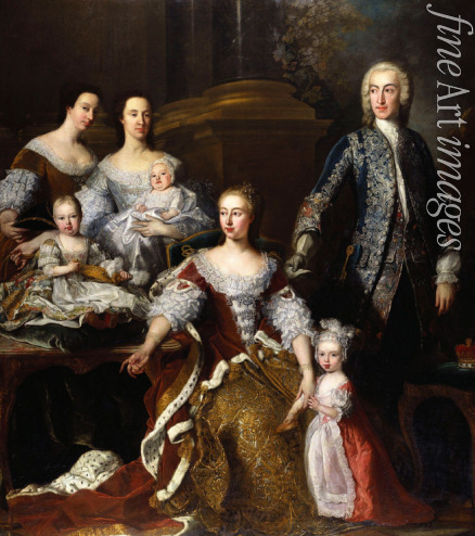 Van Loo Jean Baptiste - Augusta of Saxe-Gotha, Princess of Wales (1719-1772), with members of her family and household