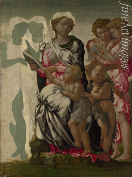 Buonarroti Michelangelo - Maria mit dem Kinde, dem Johannesknaben und vier Engeln (Die Madonna Manchester)