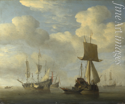 Velde Willem van de der Jüngere - Englisches Segelboot und holländische Schiffe in Windstille