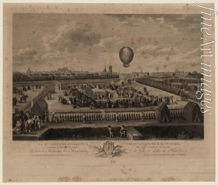 Watteau Louis - Ballonfahrt von Jean-Pierre Blanchard über Lille am 26. August 1785