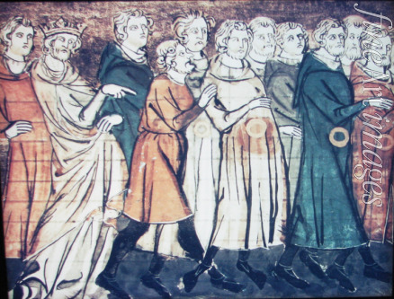 Unbekannter Künstler - Die Vertreibung der Juden aus Frankreich 1182 (Miniatur aus der Grandes Chroniques de France)
