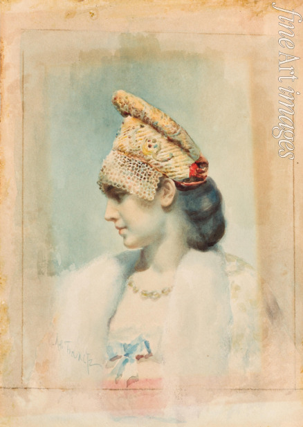 Bakst Léon - Portrait of a Girl Wearing a Kokoshnik