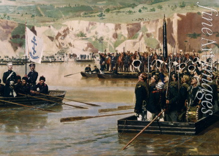 Dmitriev-Orenburgsky Nikolai Dmitrievich - The Russians crossing the Danube at Svishtov in Juny 1877