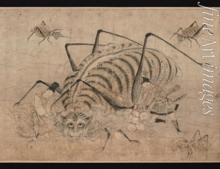 Unbekannter Künstler - Yorimitsu tötet Tsuchigumo (Detail von dem Rollbild 