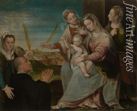 Varotari Dario der Ältere - Madonna und Kind mit Heiligen Katharina, Lucia, Justina von Padua und einem Benediktinermönch
