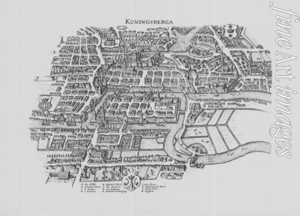 Matthäus Merians Erben (Verlagshaus Merian) - Plan von Königsberg. Die Königsberger Brücken