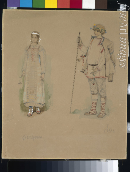 Vasnetsov Viktor Mikhaylovich - Snow Maiden and Lel. Costume design for the opera 