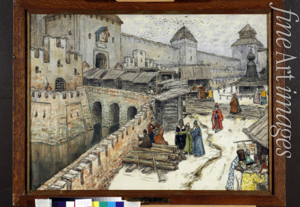 Wasnezow Appolinari Michailowitsch - Moskau des 17. Jahrhunderts. Buchläden auf der Erlöser-Brücke