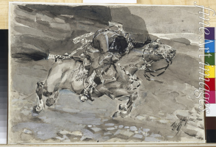 Vrubel Mikhail Alexandrovich - Horseman. Illustration to the poem 