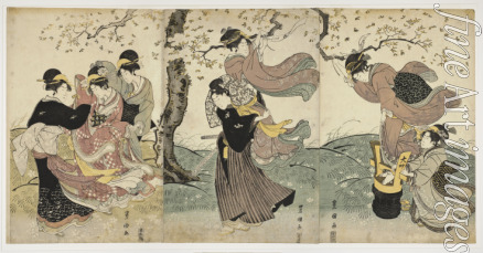 Toyokuni Utagawa - Blumen im Wind