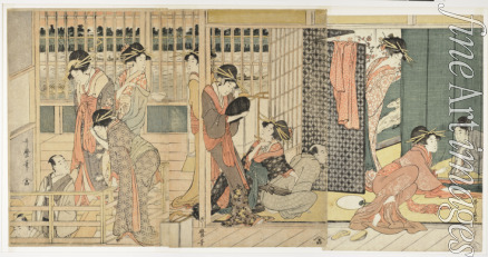 Utamaro Kitagawa - Morning Parting at the Temporary Lodgings of the Pleasure Quarter