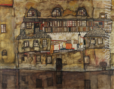 Schiele Egon - House Wall on the River