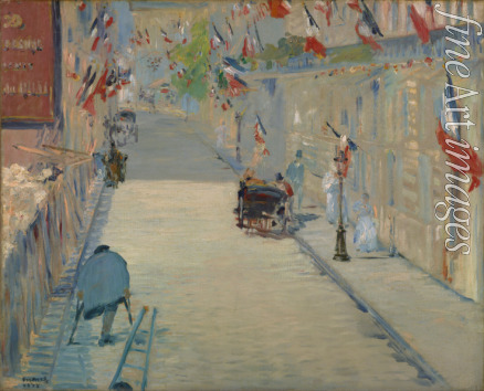 Manet Édouard - Die Rue Mosnier mit Flaggen
