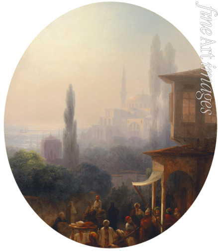 Aivazovsky Ivan Konstantinovich - A market scene in Constantinople, with the Hagia Sophia beyond