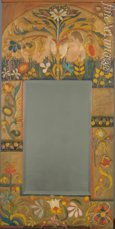 Bernard Émile - Mirror frame decorated with plants, flowers and two women figures