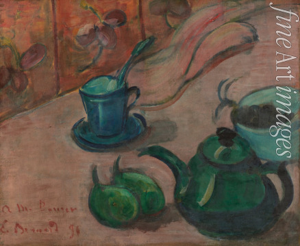 Bernard Émile - Stillleben mit Teekanne, Tasse und Früchten
