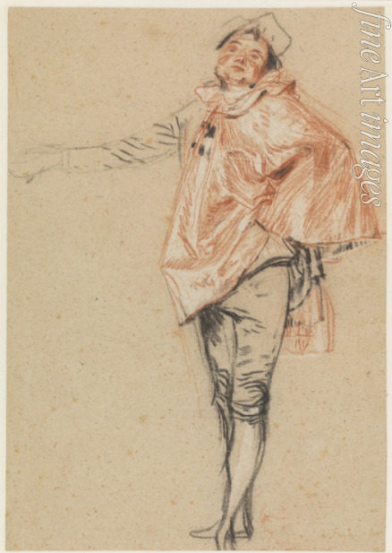 Watteau Jean Antoine - Study of a Standing Dancer with an Outstretched Arm