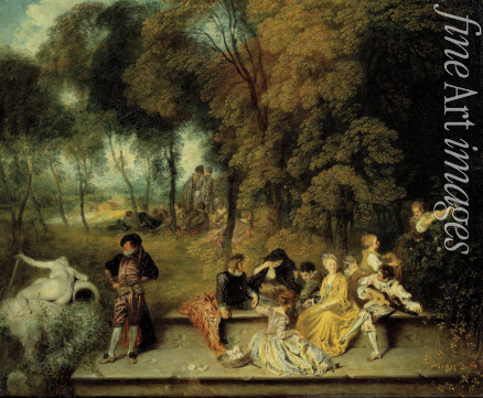 Watteau Jean Antoine - Gesellige Unterhaltung im Freien