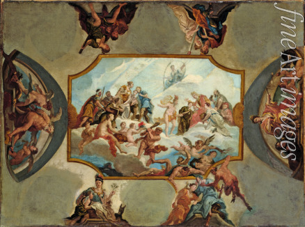 Bellucci Antonio - Huldigung an den Kurfürsten Johann Wilhelm von der Pfalz. Entwurf für eine Deckenmalerei auf Schloss Bensberg