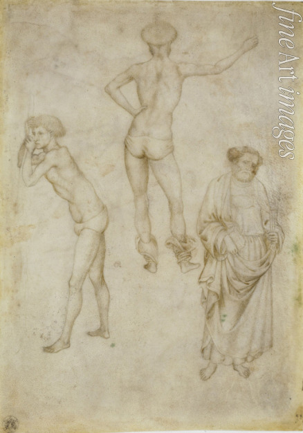 Pisanello Antonio - Zwei männliche Aktstudien und der Heilige Petrus