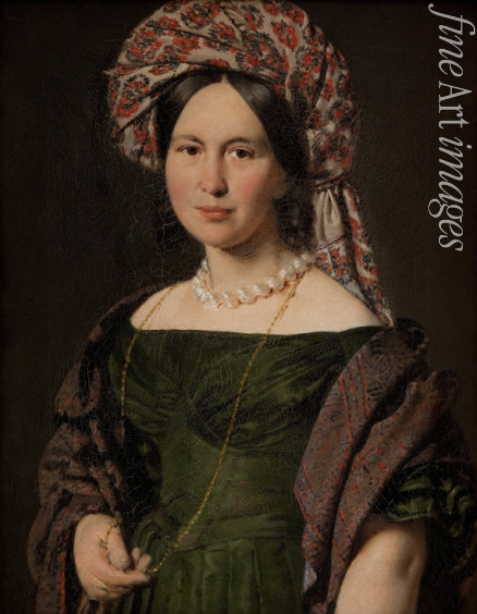Jensen Christian Albrecht - Cathrine Jensen, née Lorenzen, the Artist's Wife Wearing a Turban