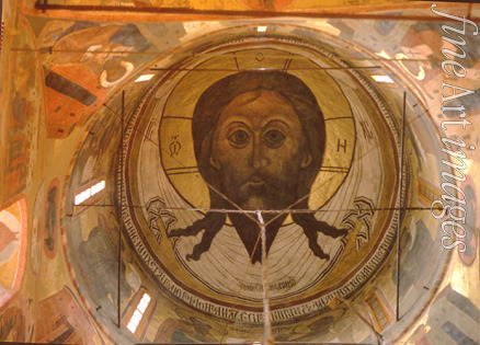 Ancient Russian frescos - The Holy Face (Dome painting in the Archangel Michael Cathedral of the Moscow Kremlin)