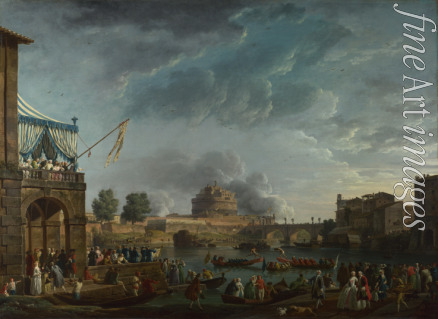 Vernet Claude Joseph - A Sporting Contest on the Tiber at Rome