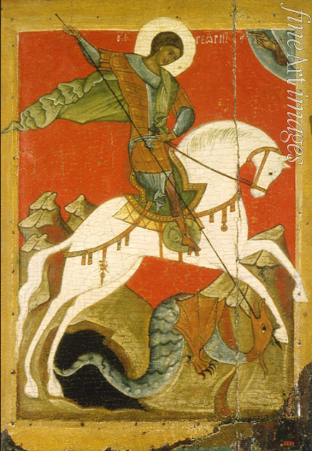 Russische Ikone - Das Drachenwunder des heiligen Georg