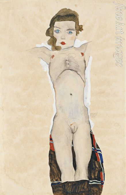 Schiele Egon - Nude Girl with Arms Outstretched