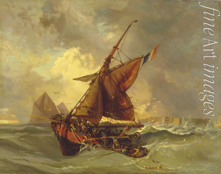 Delacroix Eugène - Ships at stormy sea