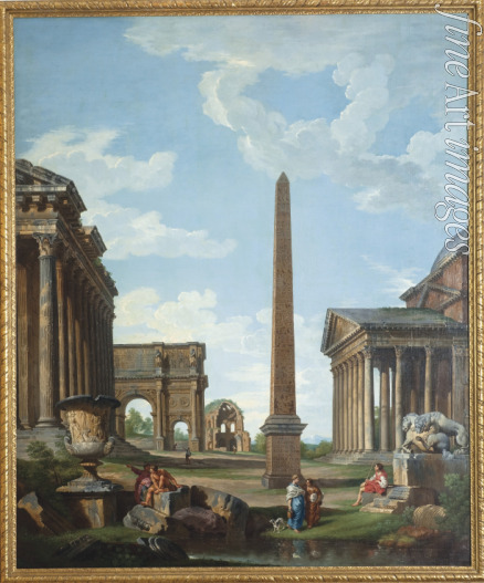 Pannini (Panini) Giovanni Paolo - A capriccio with Roman ruins and a scene from the Life of Belisarius
