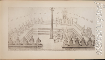 Meierberg (Meyerberg) Augustin von - A scene at the royal court of Tsar Alexis Mikhailovich (Illustration from the Meierberg's Album)