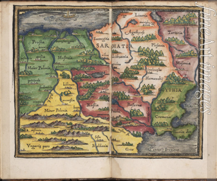 Honterus (Honter) Johannes - Die Karte von Sarmatien (Aus: Rudimenta Cosmographica)