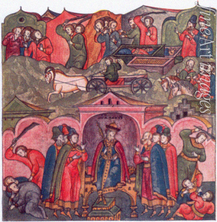 Ancient Russian Art - Violence of Moscow Prince Ivan Danilovich and His Neighbors (From: The Life of Saint Sergius of Radonezh)