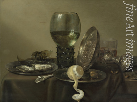 Heda Willem Claesz - Still Life with Oysters, a Rummer, a Lemon and a Silver Bowl