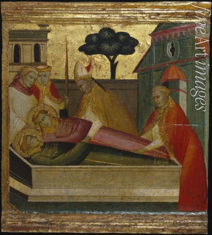 Lorenzo di Niccolò - Saint Lawrence Buried in Saint Stephens Tomb. Scenes from the Life of Saint Lawrence, predella