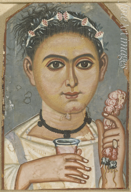 Fajumporträt Mumienporträt von Fayyum - Knabe mit Blumenkranz in seinem Haar