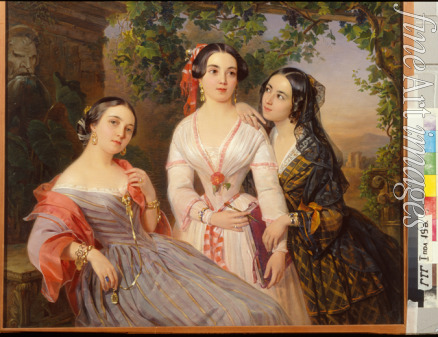 Orlov Pimen Nikitich - Portrait of Sisters Countess Elizaveta Salias De Tournemire, Sophia Sukhovo-Kobylina and Eudokia Petrovo-Solovovo