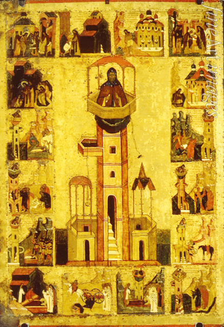 Russian icon - Saint Symeon the Stylite with Scenes from His Life